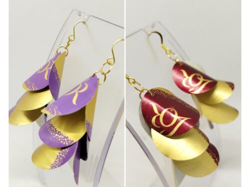 boucles d'oreilles en pétales superposés réalisées en pétales de capsules de café