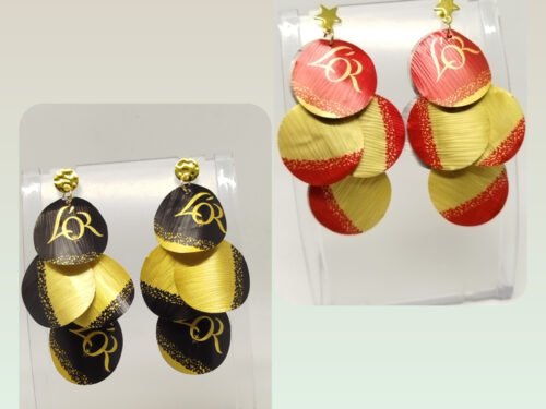 2 paires de boucles D'Oreilles Pétales de capsules de café D'Or