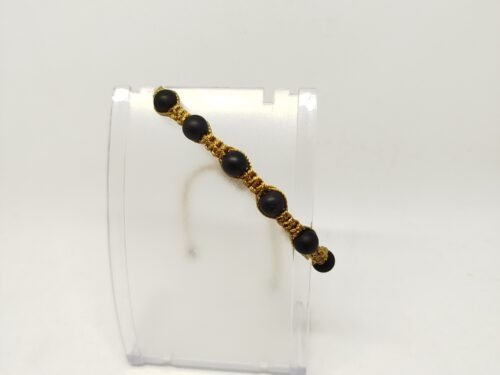 bracelet bohème en macramé faits main, ornés de pierres naturelles onyx