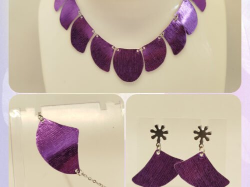 Élégant Ensemble en Violet collier bracelet boucles d'oreilles