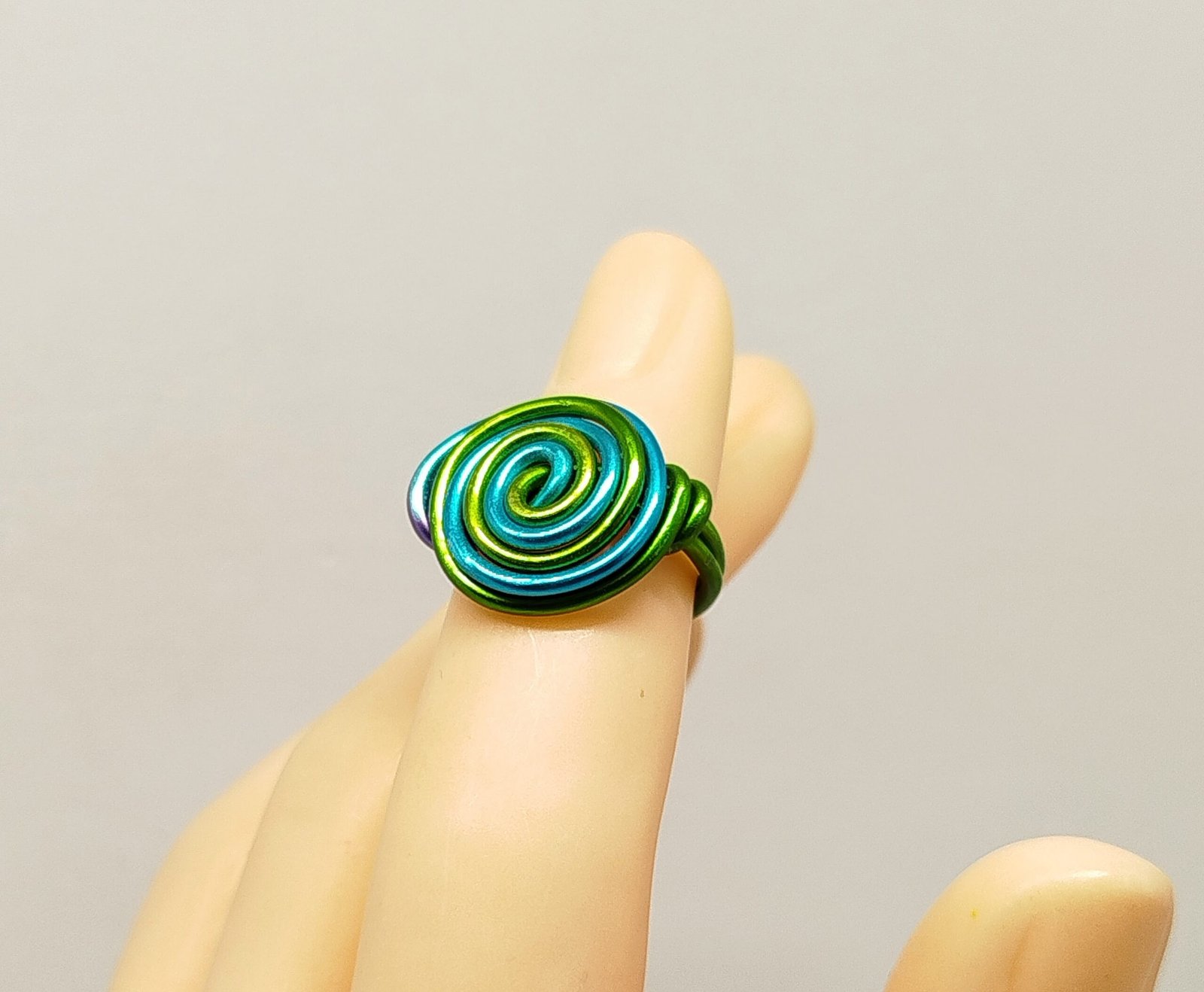 bague en spirale vert bleu