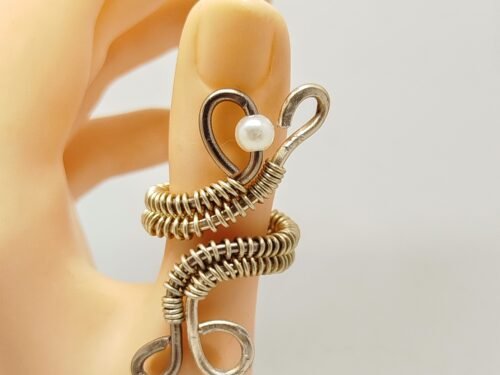 bague tissée en fil aluminium champagne