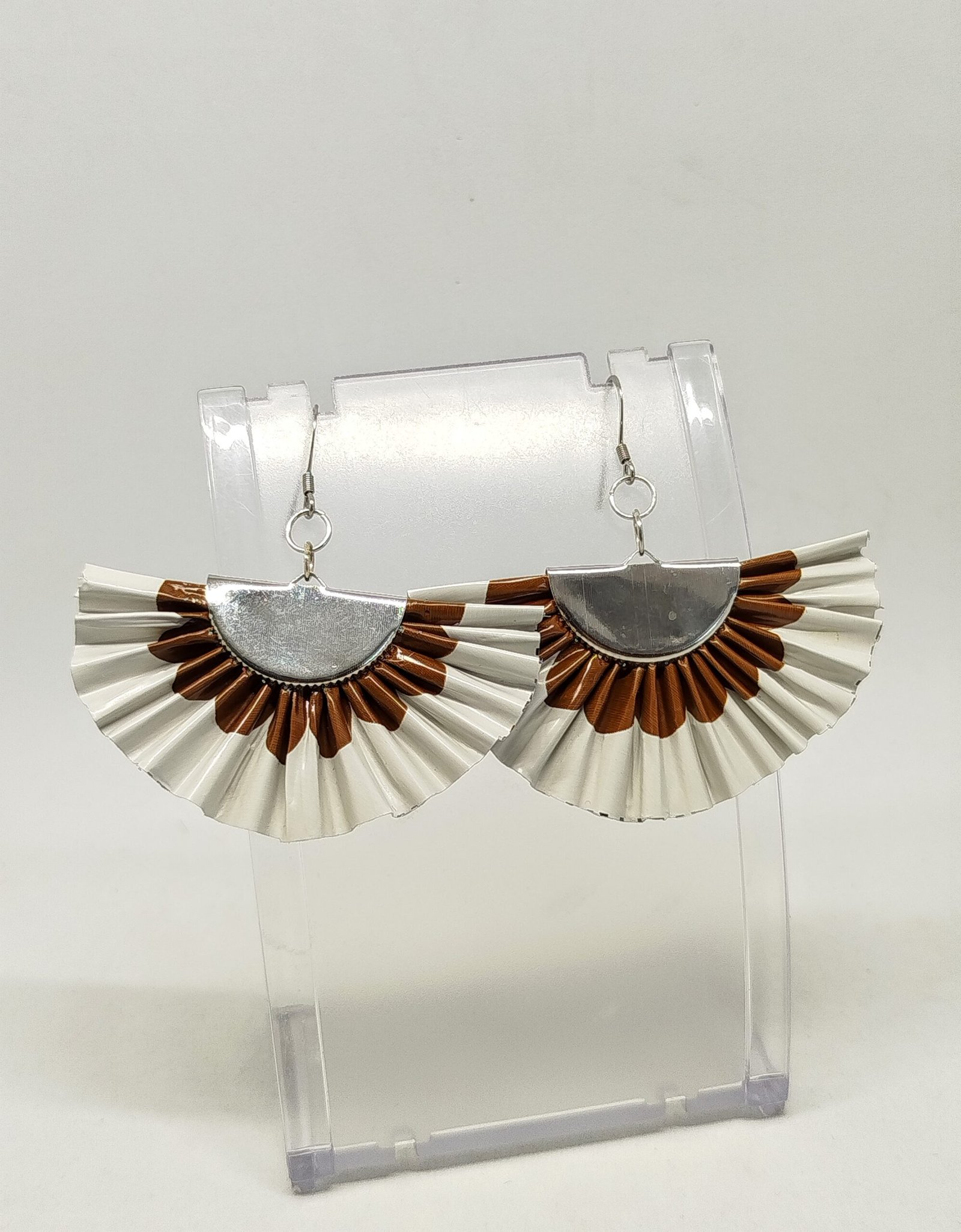 Boucles d'Oreilles Capsule Éventail marron et beige