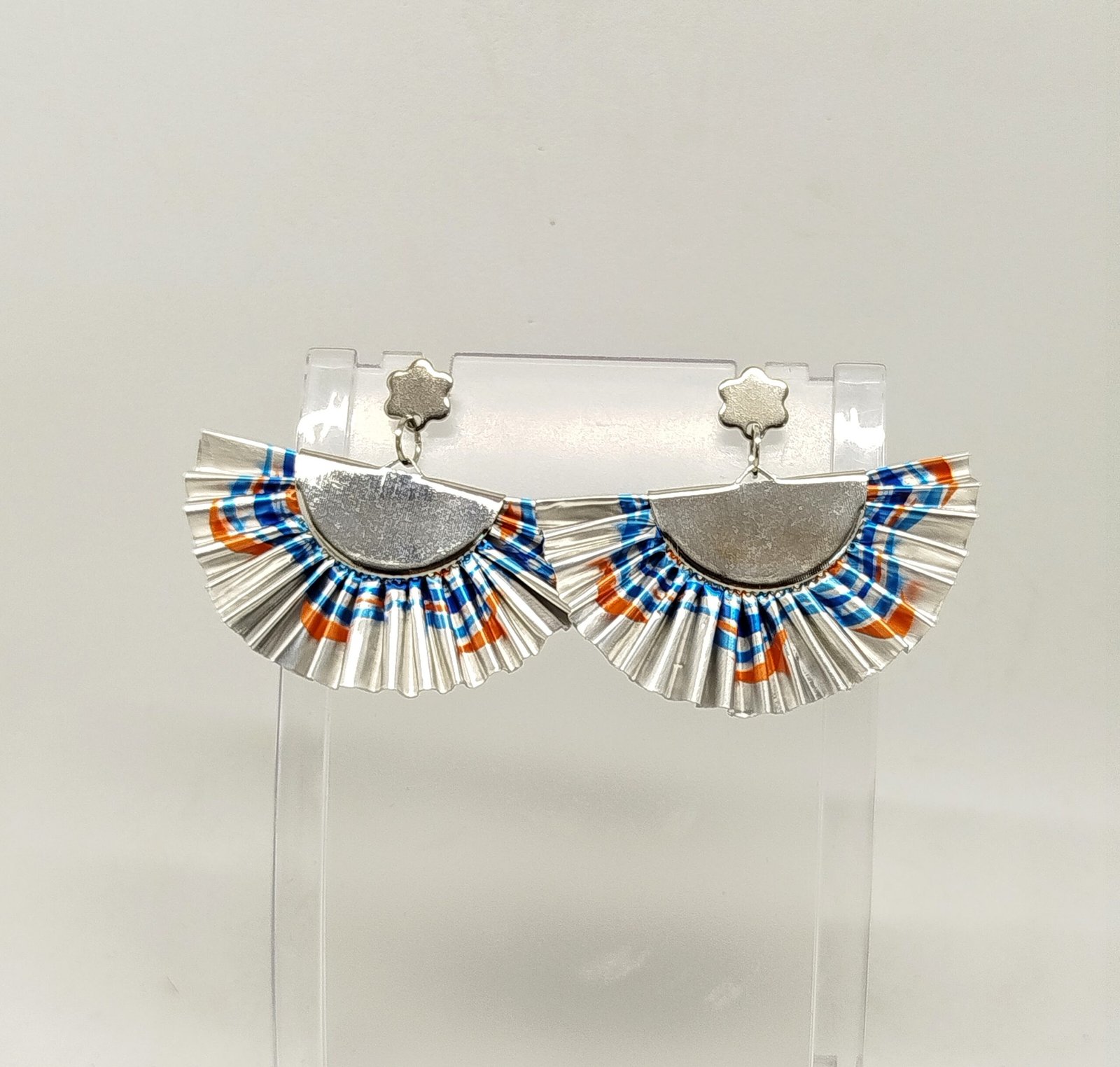 Boucles d'Oreilles Capsule Éventail bleu et orange