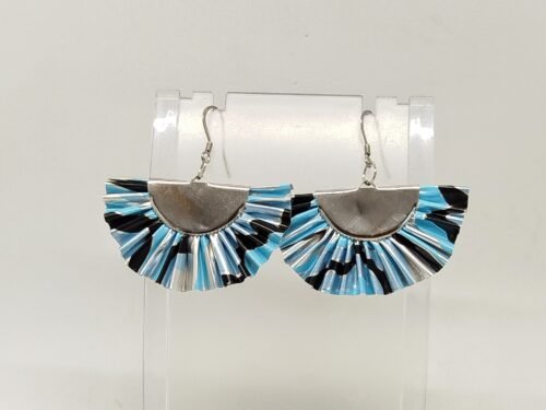 Boucles d’Oreilles Capsule Éventail bleu et noir Boucles d'Oreilles Capsule Éventail bleu et noir