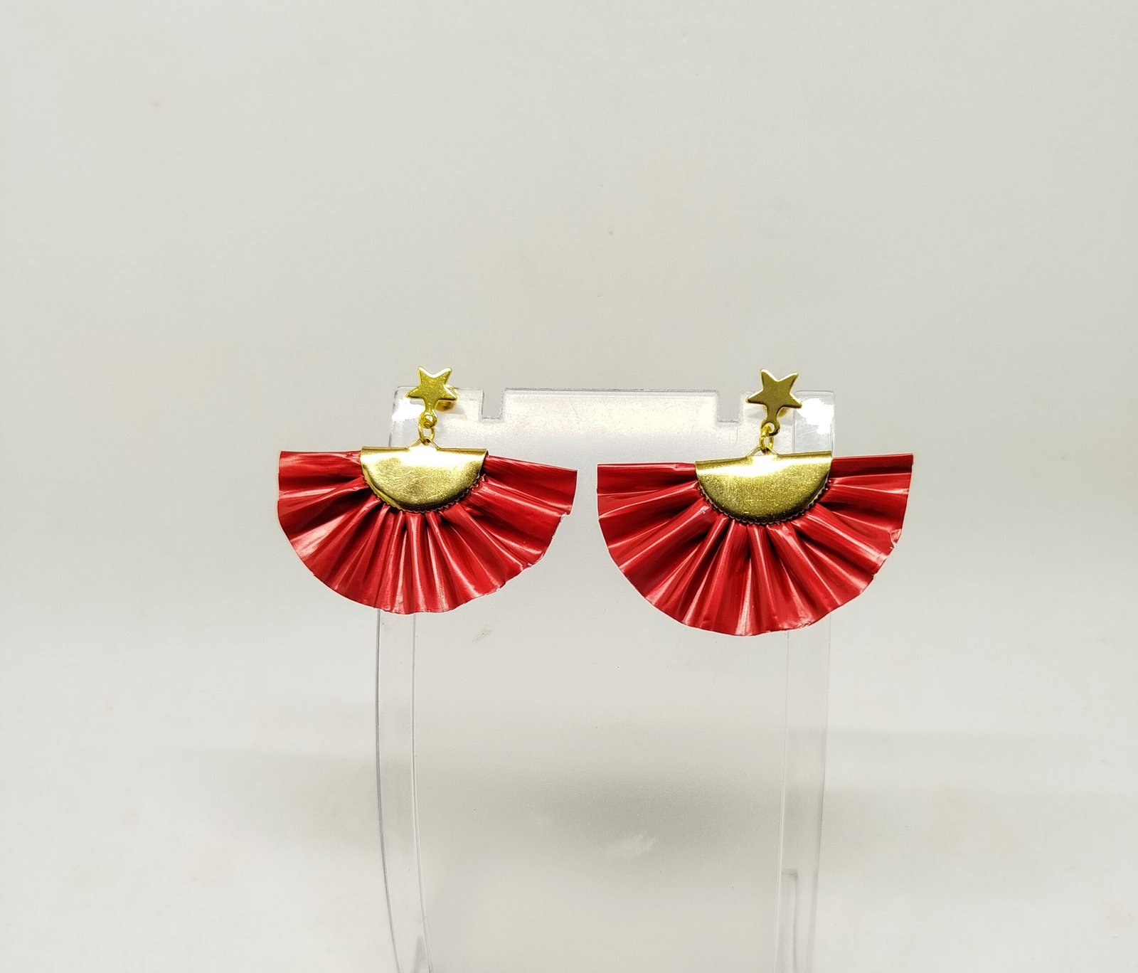 Boucles d’oreilles éventail colorées rouges
