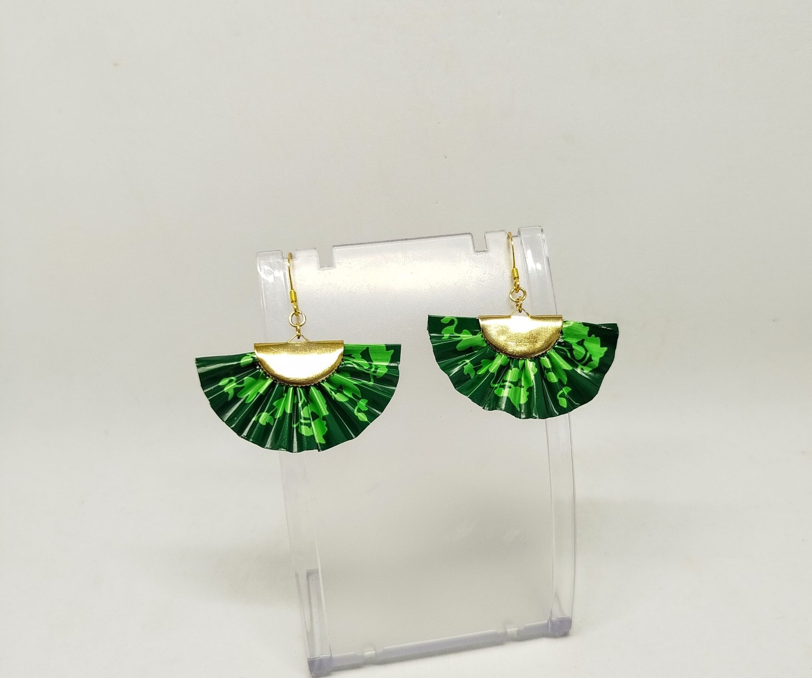 Boucles d’oreilles éventail colorées vertes