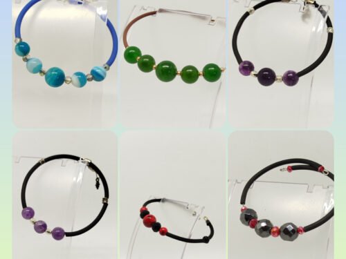 plusieurs bracelets sur cercle en acier avec pierres naturelles