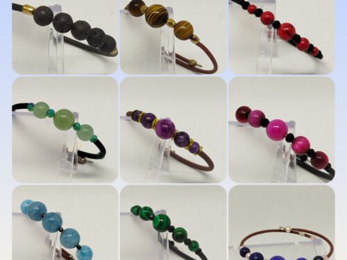 bracelets sur cercle acier et pierres naturelles