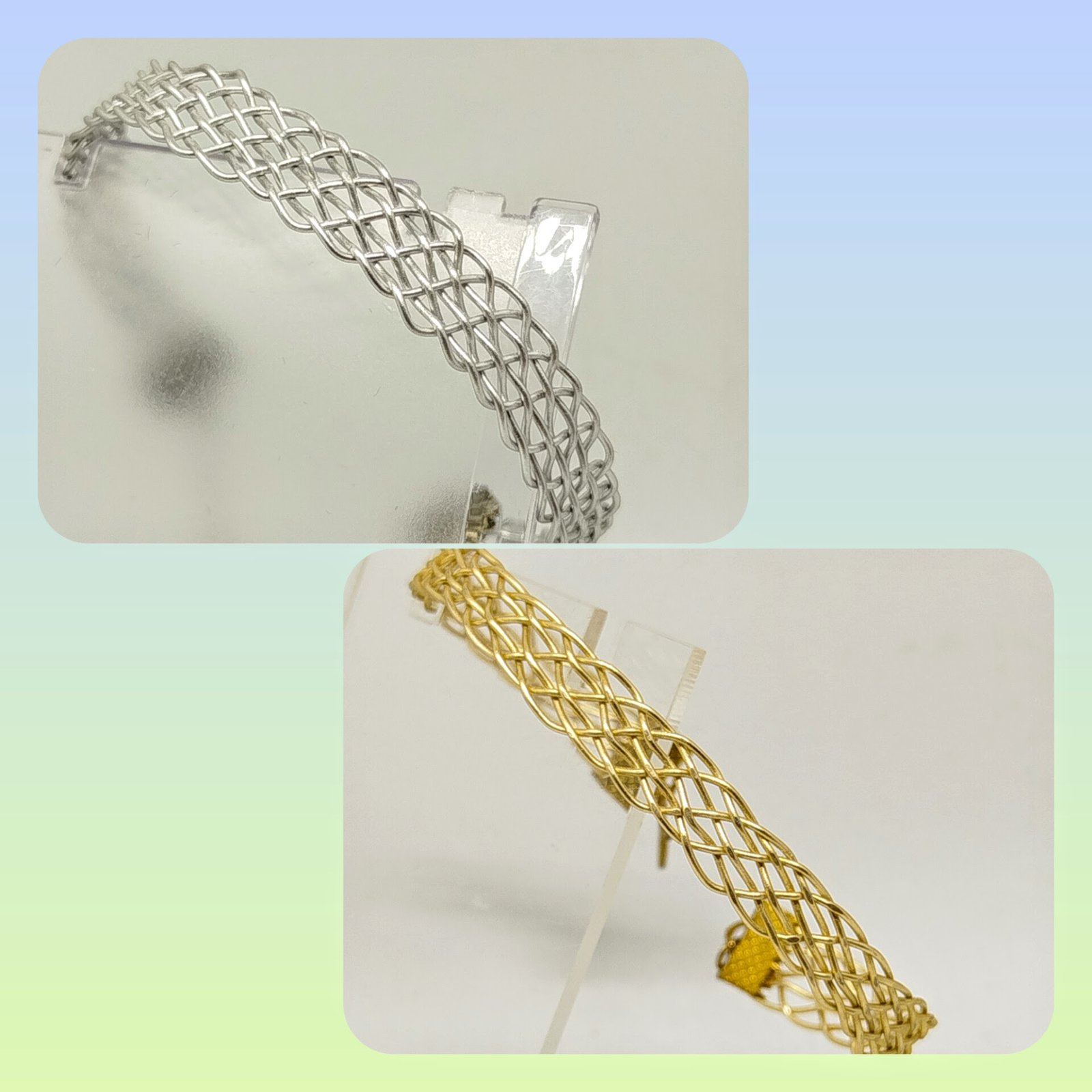 bracelets créés en fil aluminium en méthode kumihimo