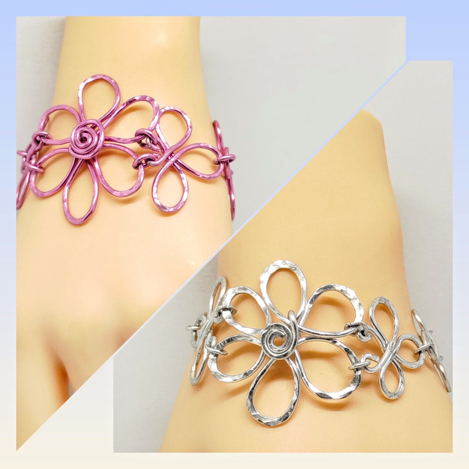 bracelets Fleurs créé en fil aluminium