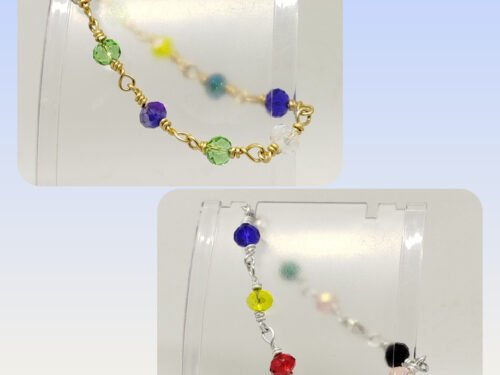 bracelets en perles à facettes colorés