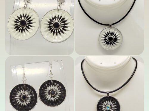 collier et boucles d'oreilles en capsules de café