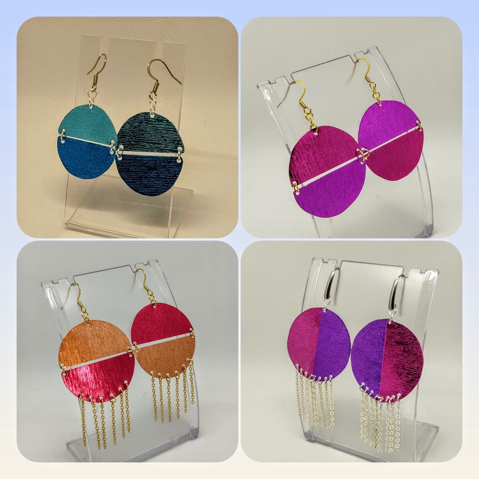 plusieurs paires de boucles d'oreilles en fil aluminium plat
