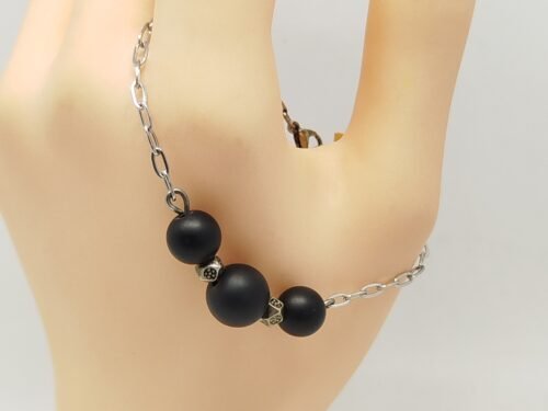 bracelets fin en acier à maillons fermoir mousqueton avec pierres naturelles onyx bracelets fin en acier à maillons fermoir mousqueton avec pierres naturelles onyx