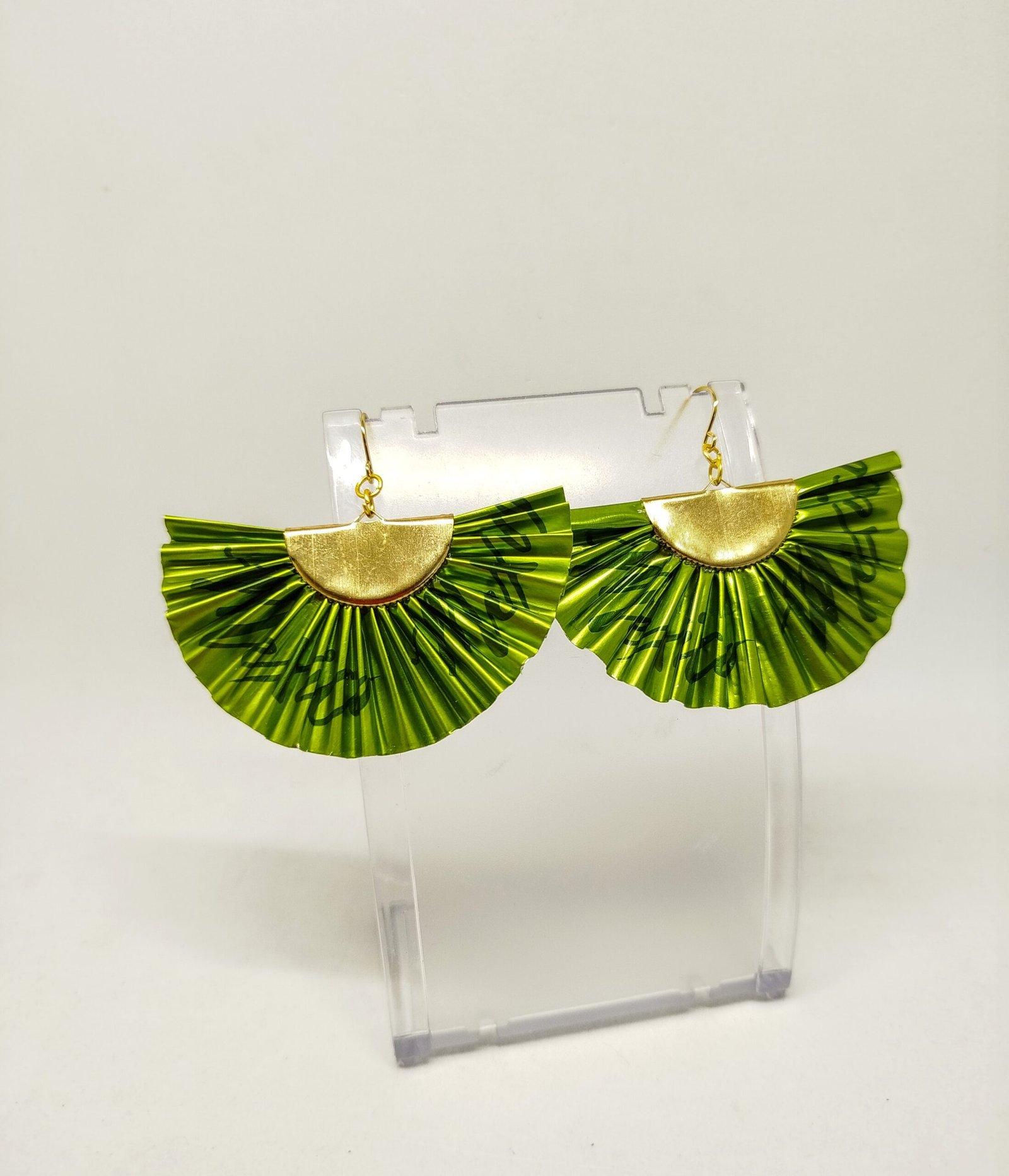 Boucles d’oreilles éventail colorées vertes