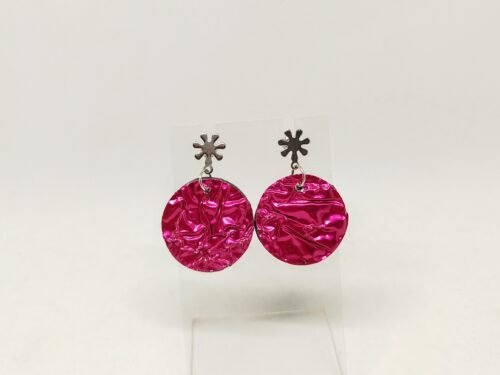 boucles d’oreilles en capsules recyclées couleur fushia