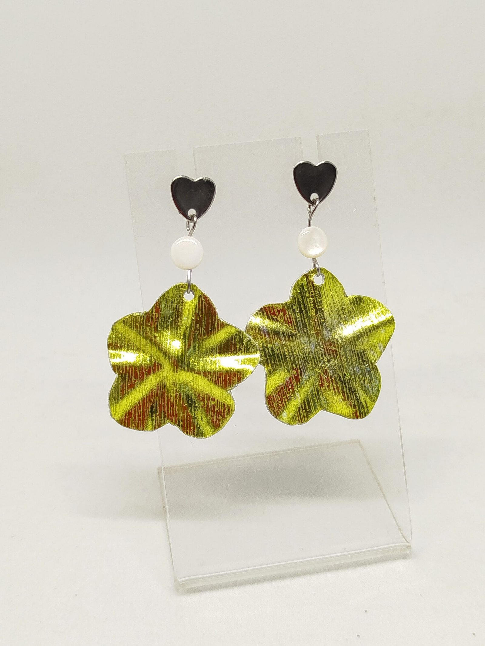 Chic et Glamour en Fleur boucles d'oreilles en fil aluminium large vert pomme