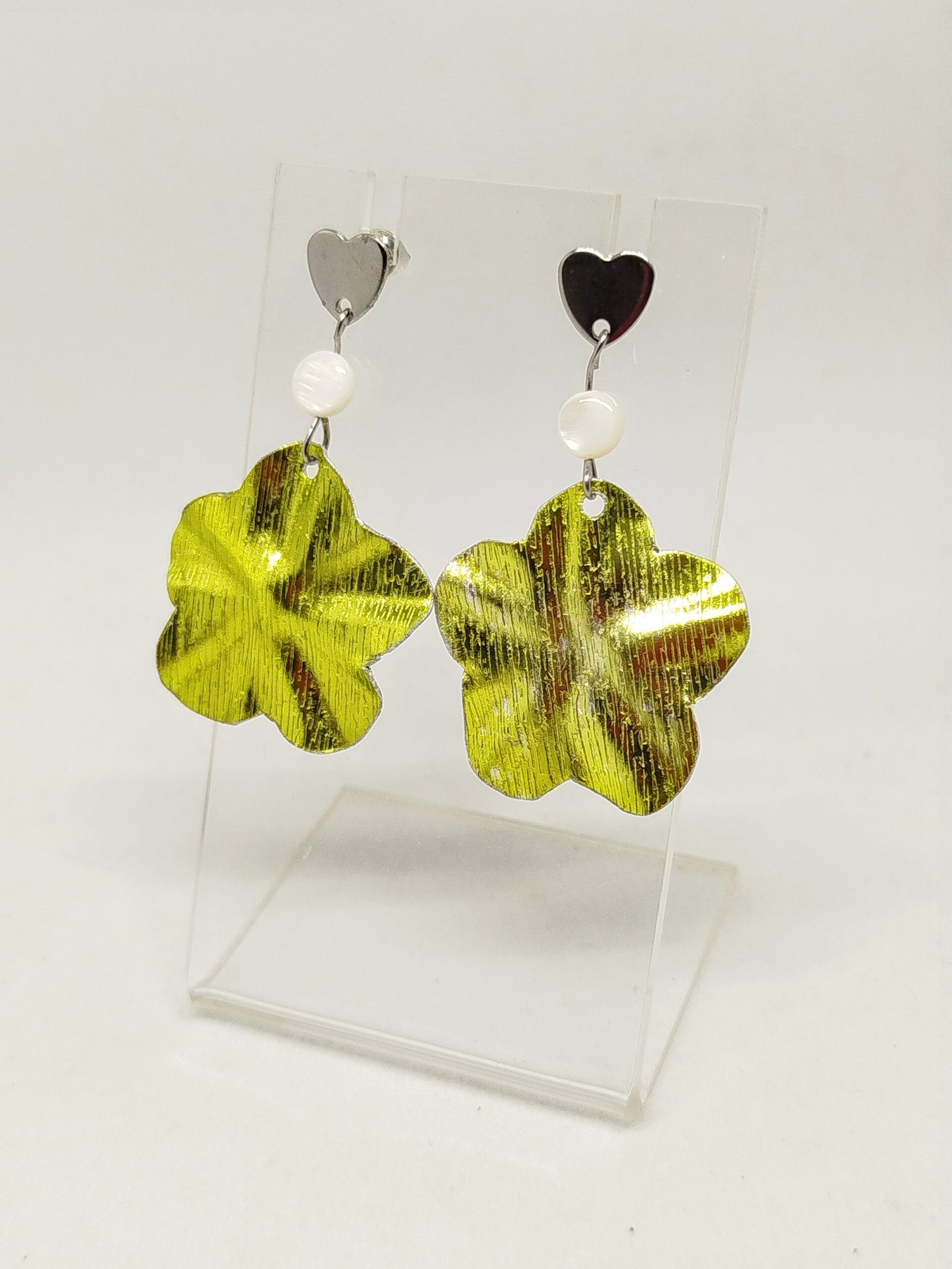 Chic et Glamour en Fleur boucles d'oreilles en fil aluminium large vert pomme