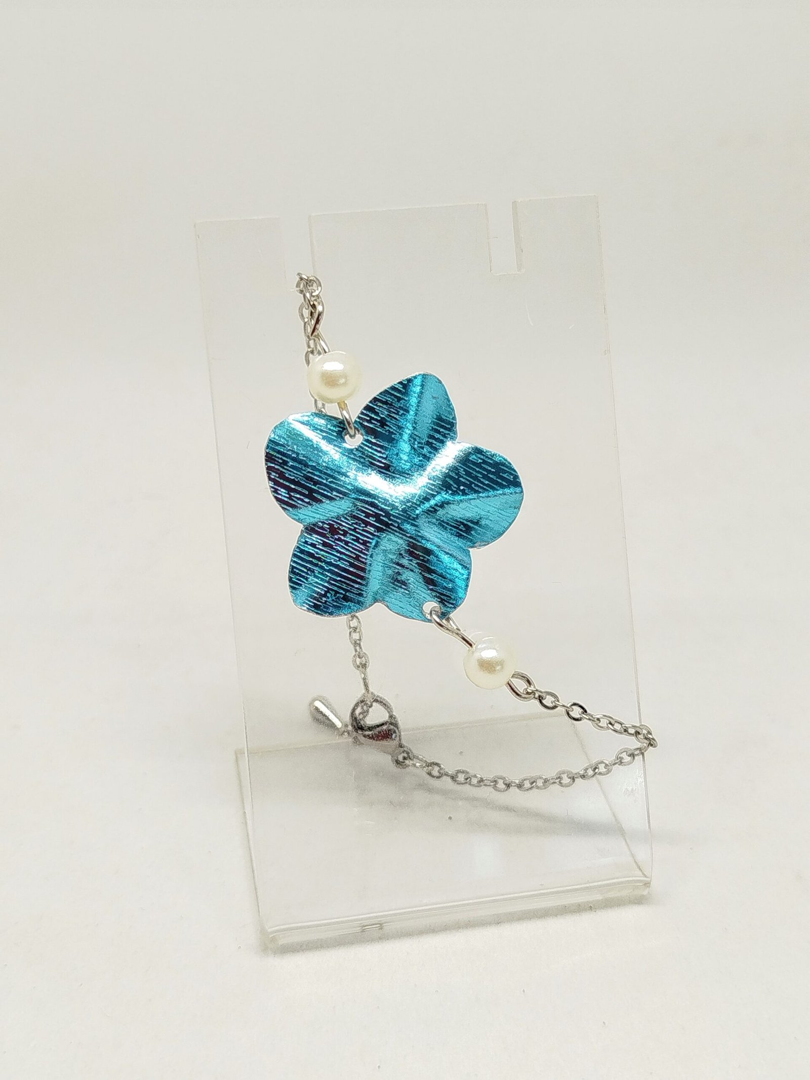 Élégante Fleur Design bracelet d'oreilles en fil aluminium couleur bleu clair