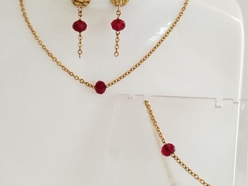 Parure Élégante à Perles Rouges