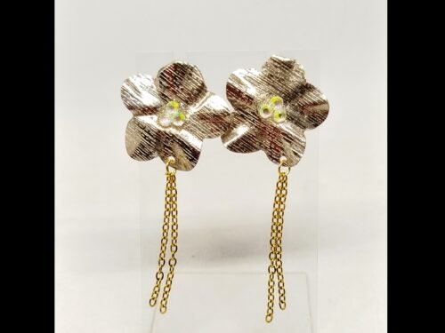 boucles d'oreilles en fil aluminium champagne en forme de fleur