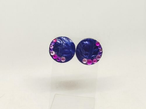 boucles d'oreilles en capsules nespresso bleu avec strass