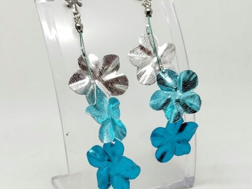 boucles d'oreilles créées en fil aluminium large forme fleur