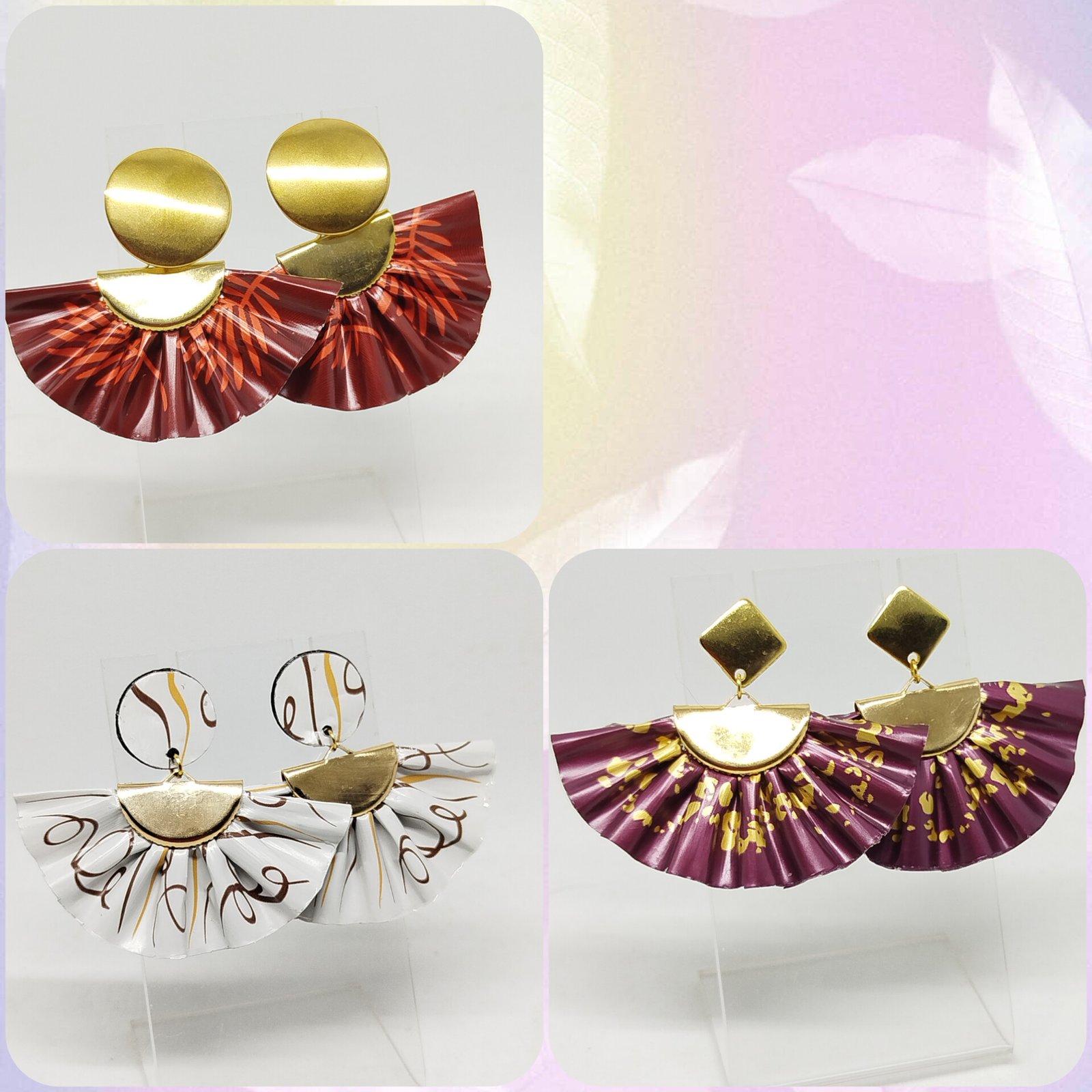 plusieurs boucles d’oreilles éventail colorées